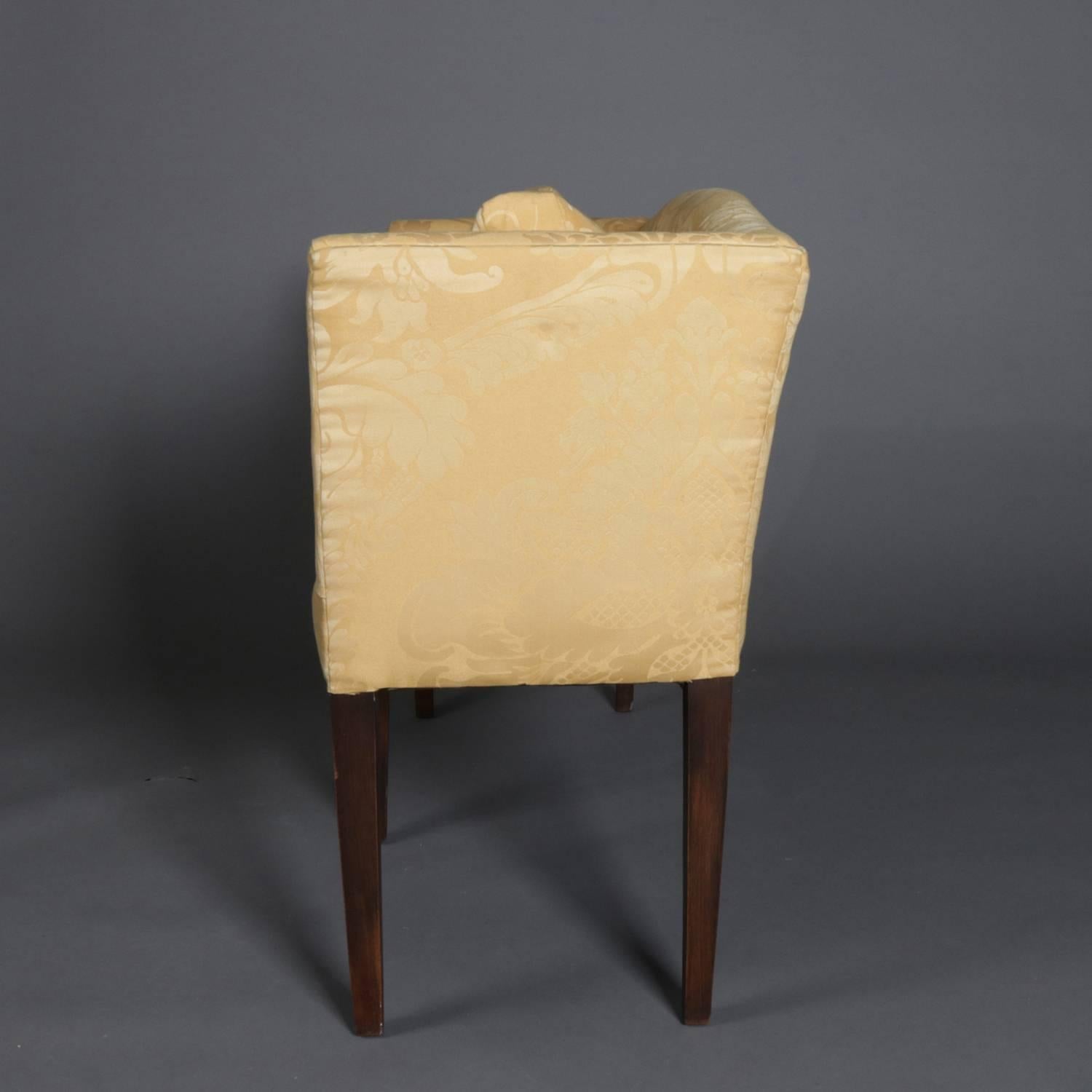 20th Century Antique English Hepplewhite Style Upholstered Mahogany Petite Settee