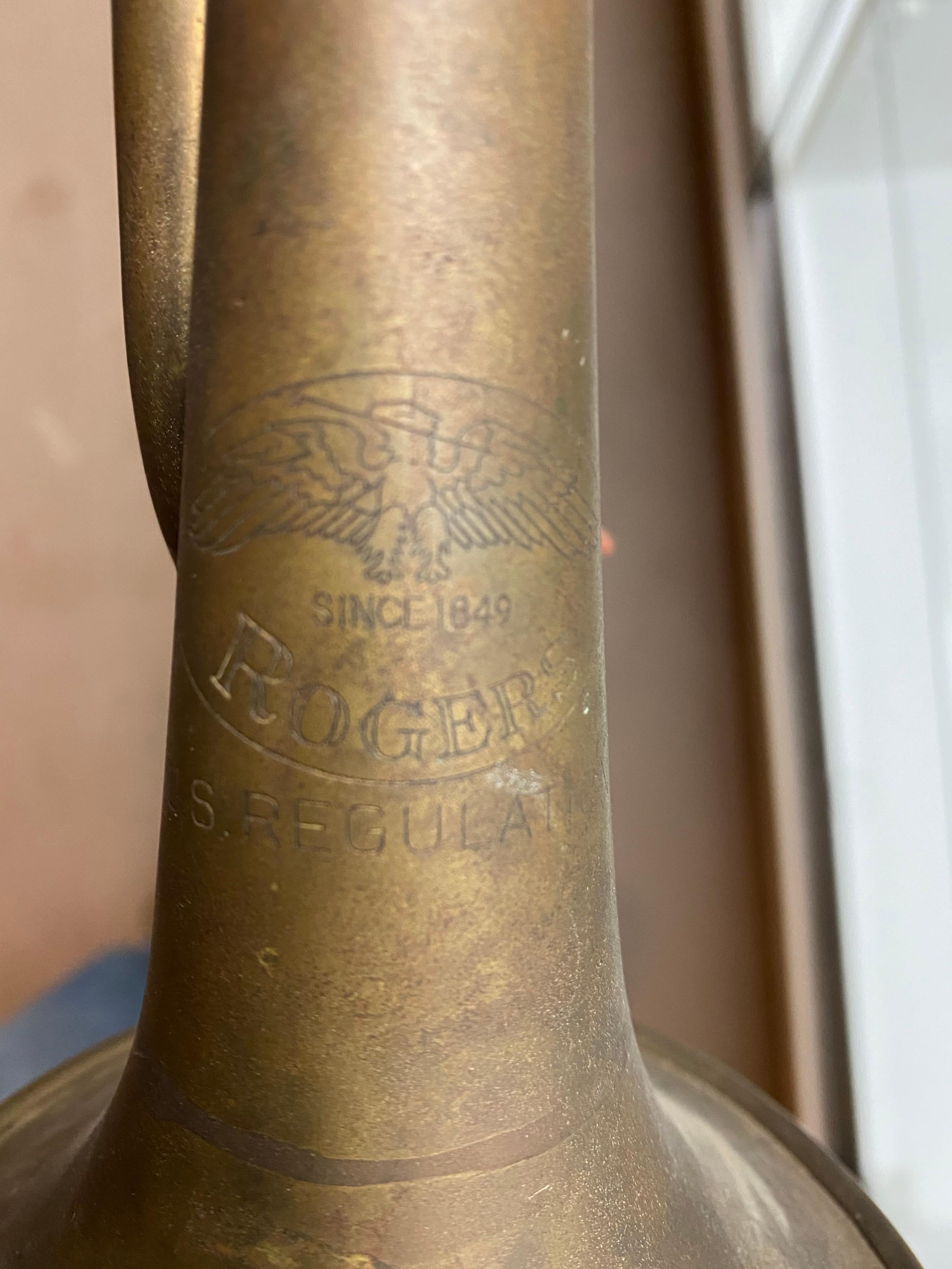 American Antique Military Issued Brass Infantry Bugle, 20th Century