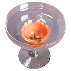 Twelve Hand Painted Art Glass Tulip Floral Form Margarita Stemware, circa 1950