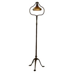 Arts & Crafts Tiffany Bronze & Gold Aurene Favrile Art Glass Lamp, Signed, c1920