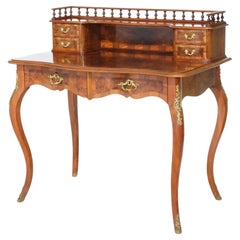 Antique French Louis XV Style Burl & Mahogany Parquetry Ladies Desk 