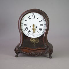 Horloge de cheminée allemande ancienne en forme de sablier en acajou, vers 1880