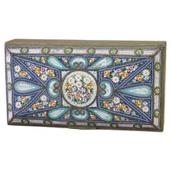 Antike Mikro Mosaik Blumenstrauß Bronze Box 19.