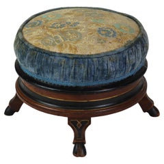 Renaissance Revival Carved Walnut Pillow Top Spittoon with Pottery Insert c1890