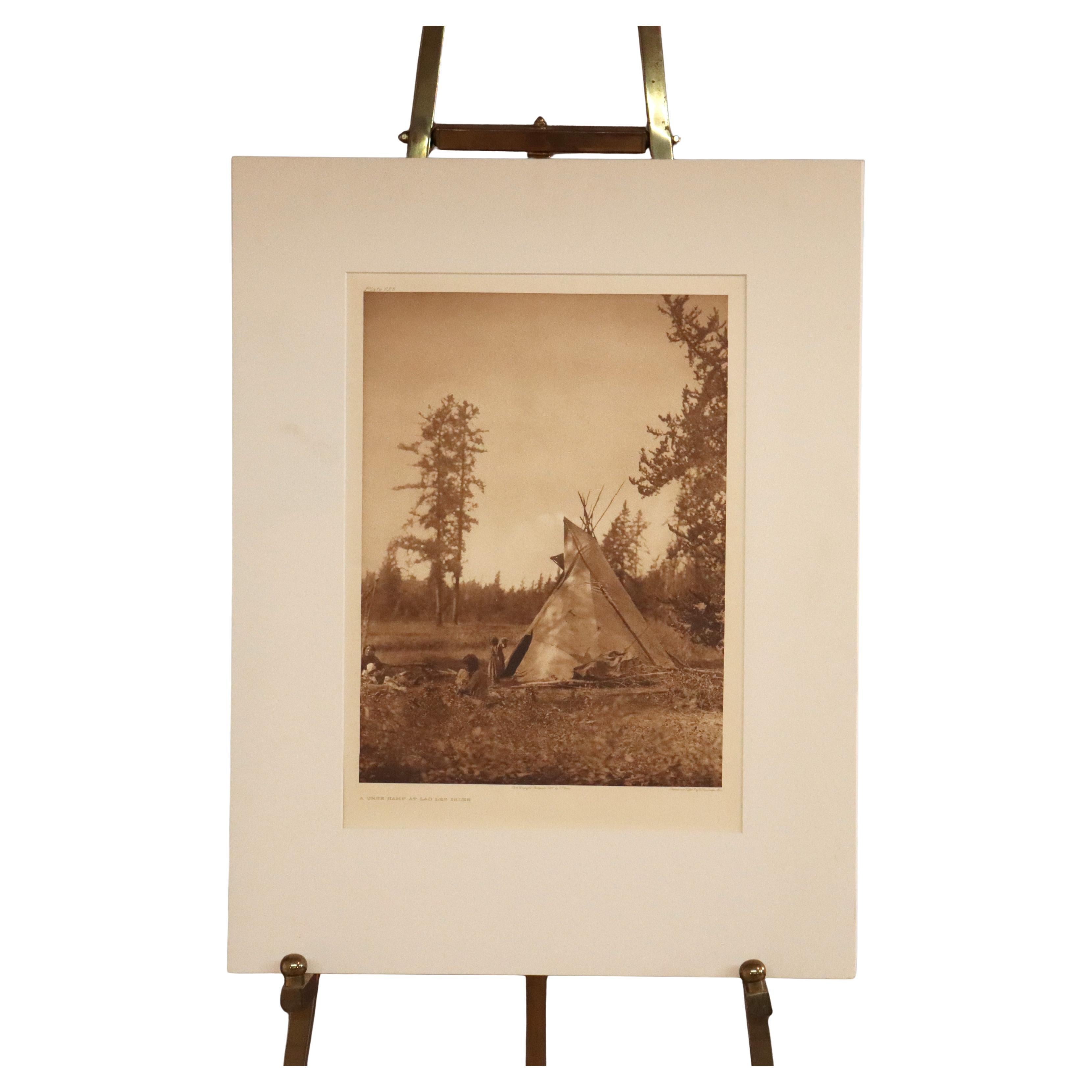 Edward S. Curtis Native American Print ‘Cree Camp At Lac Les Isles" c1926