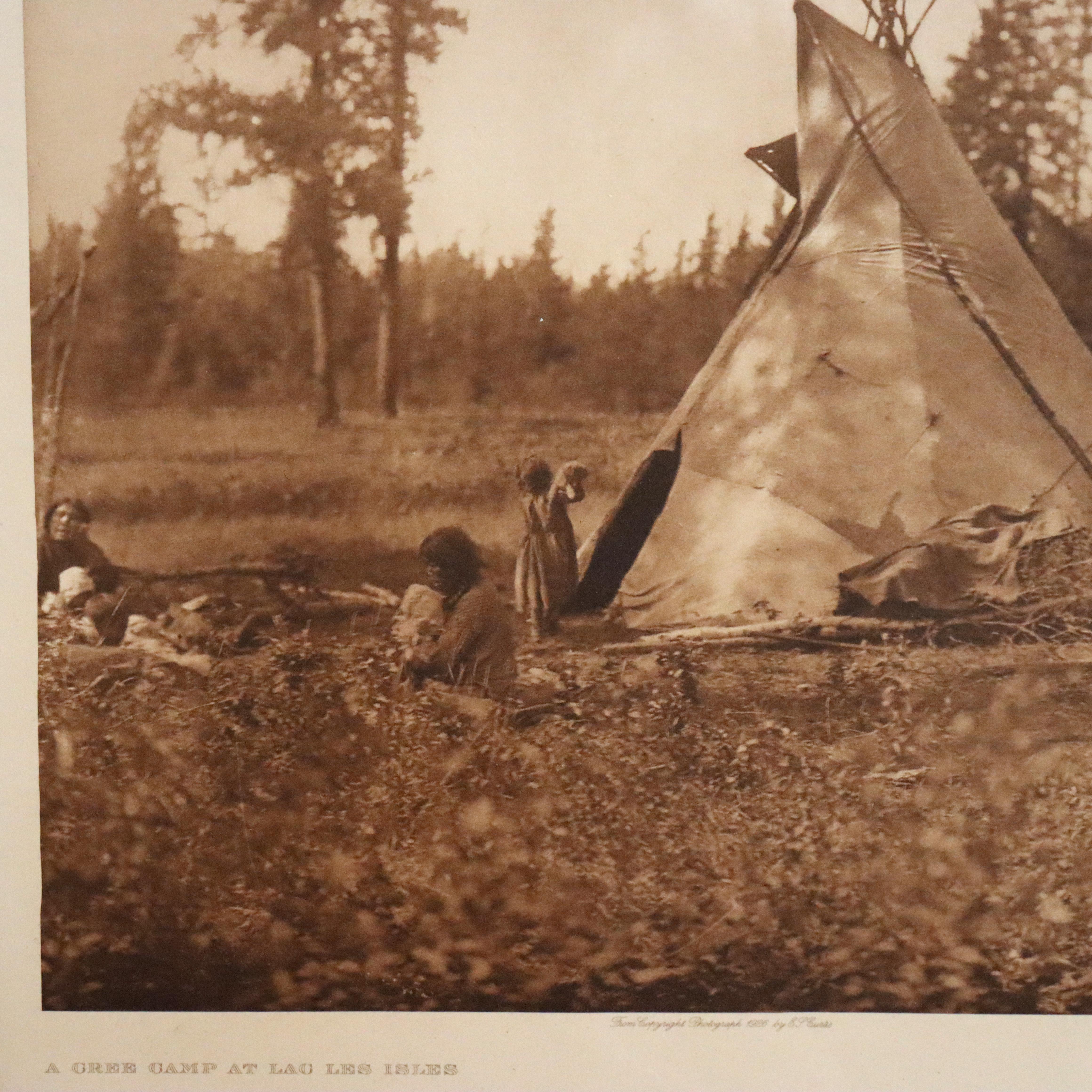 Paper Edward S. Curtis Native American Print ‘Cree Camp At Lac Les Isles