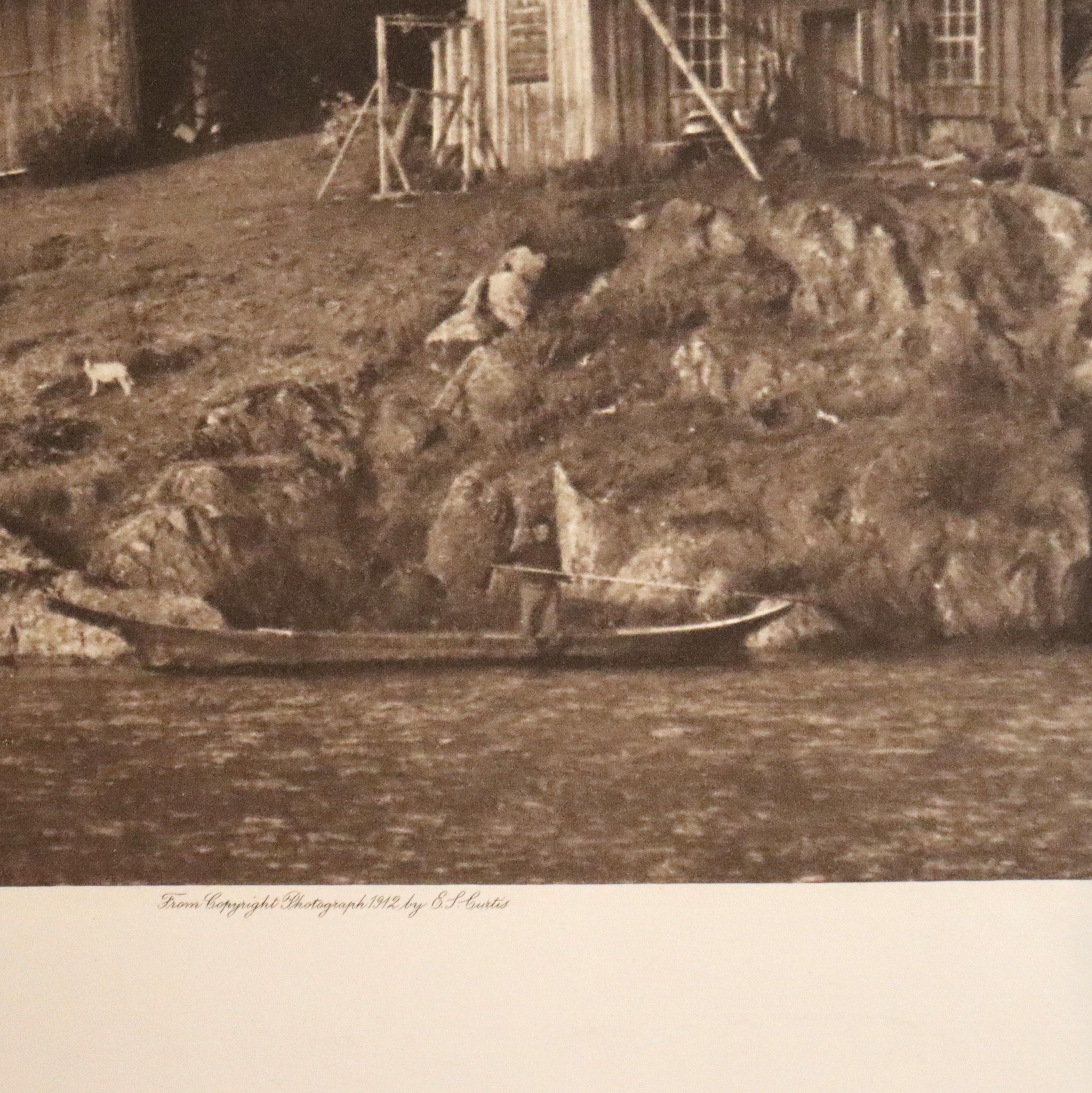 Paper Edward S. Curtis Native American Print “Spearing Salmon-Cowichan