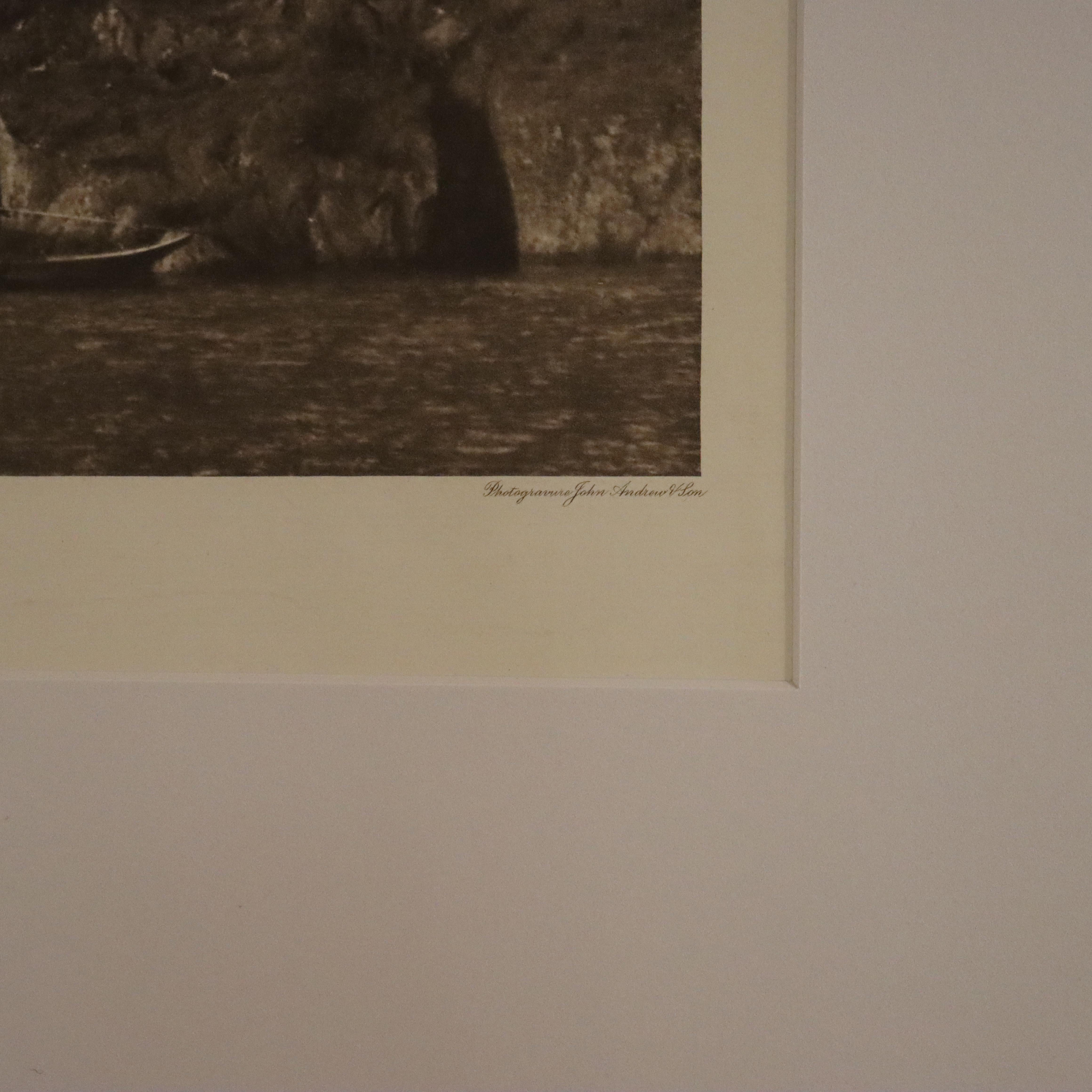 81233-FW Antique Edward S. Curtis Native American Print “Spearing Salmon-Cowichan” C1912 (26
