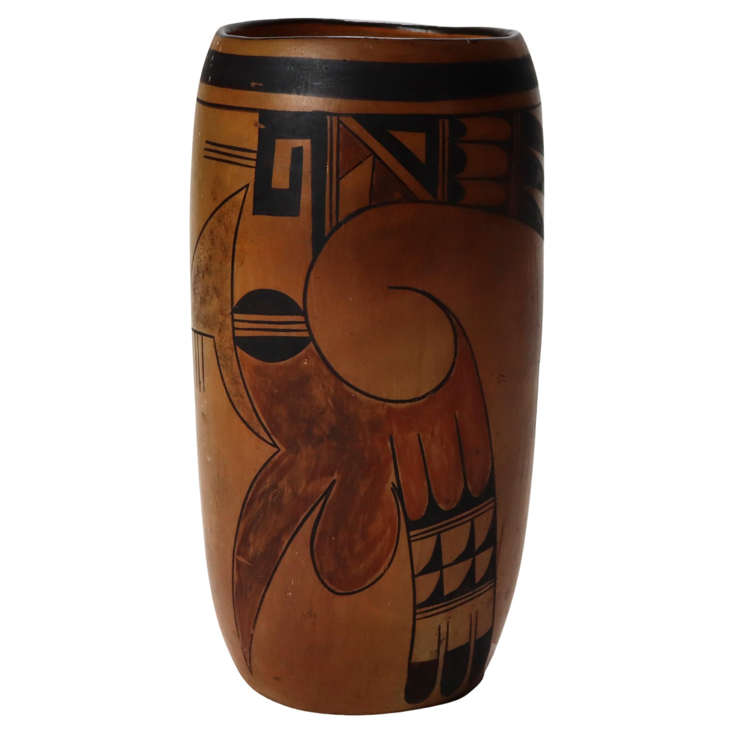 Antique Southwest Native American Hopi Pottery Vase Signed C1920