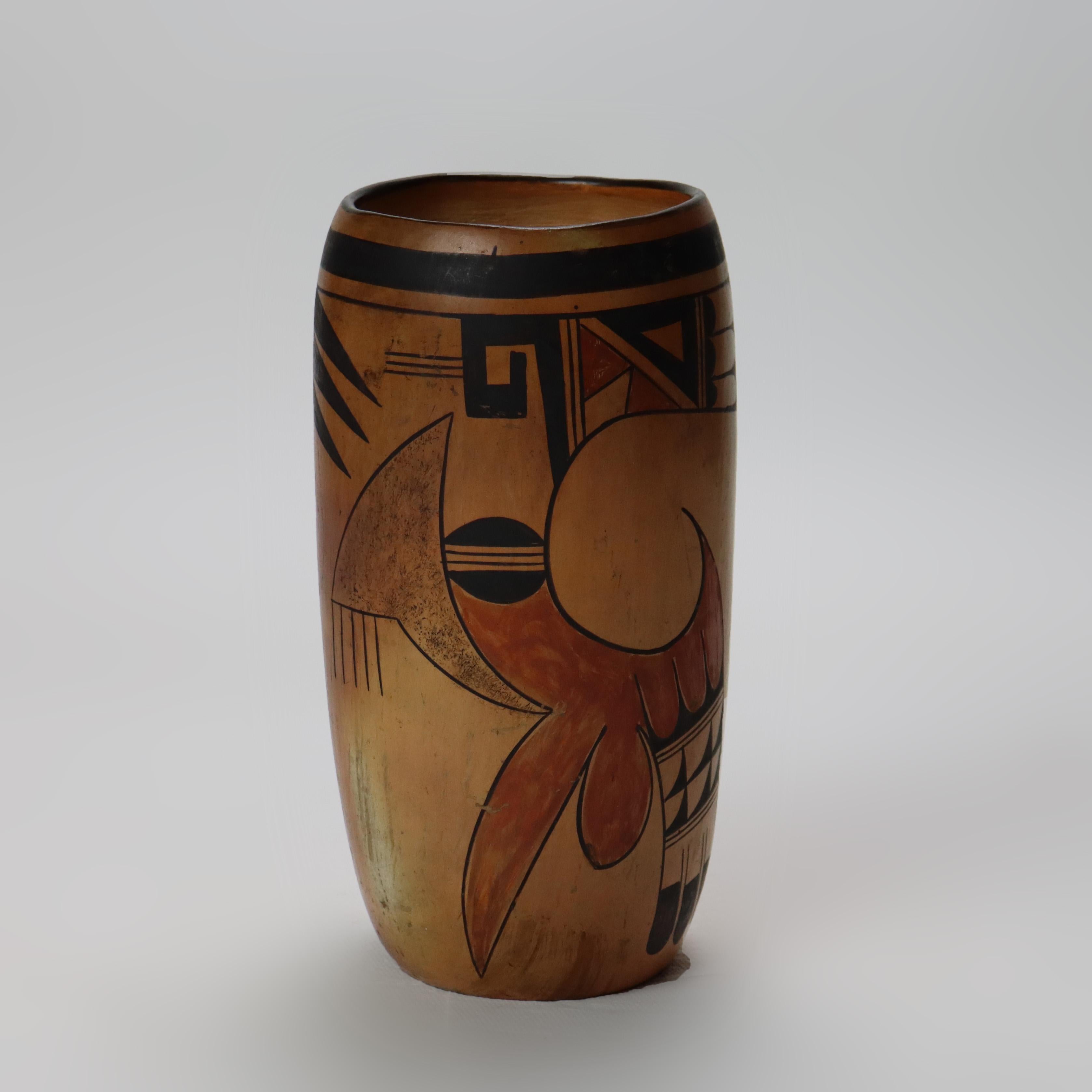 20ième siècle Vase ancien en poterie Hopi du Sud-Ouest signé C1920 en vente