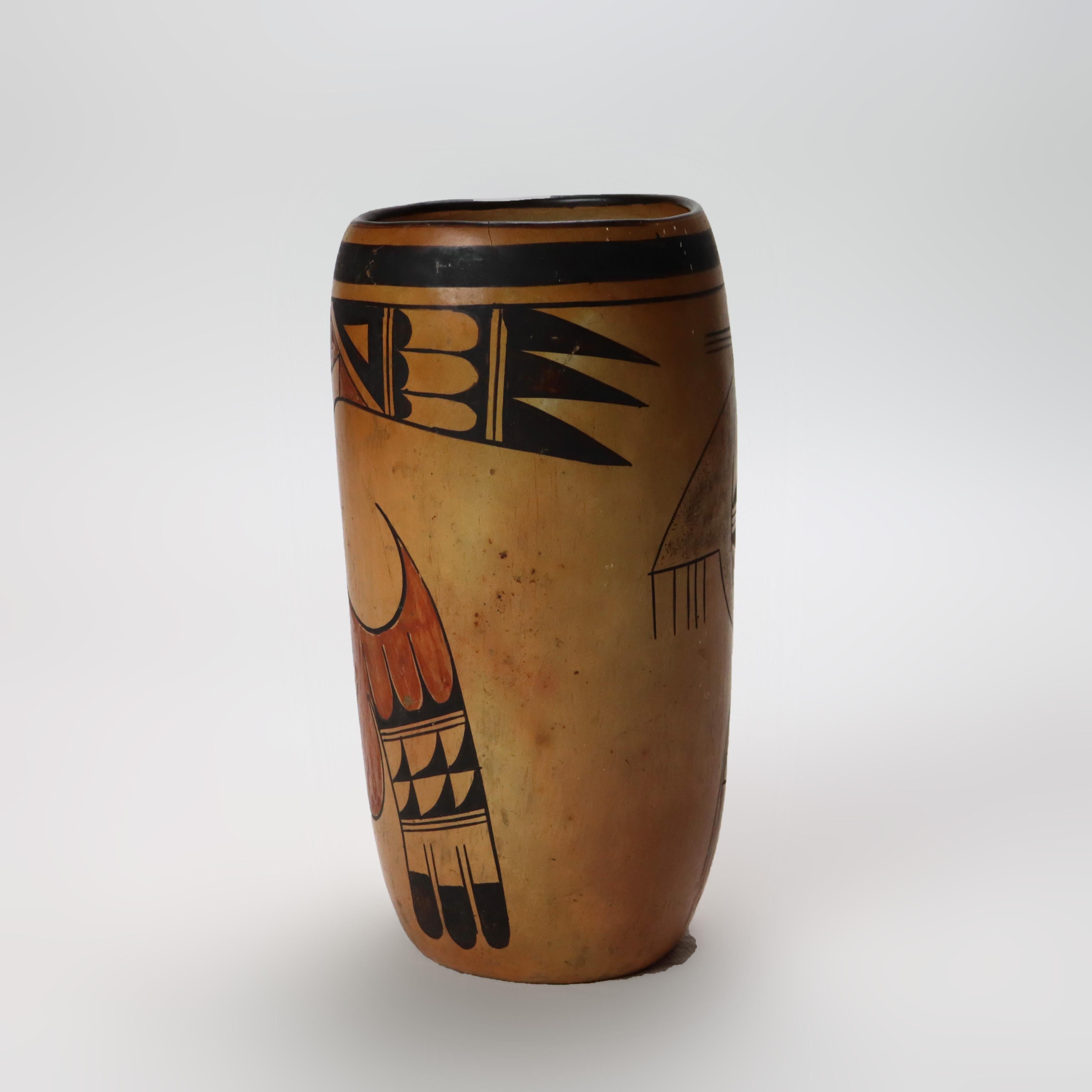 Poteries Vase ancien en poterie Hopi du Sud-Ouest signé C1920 en vente
