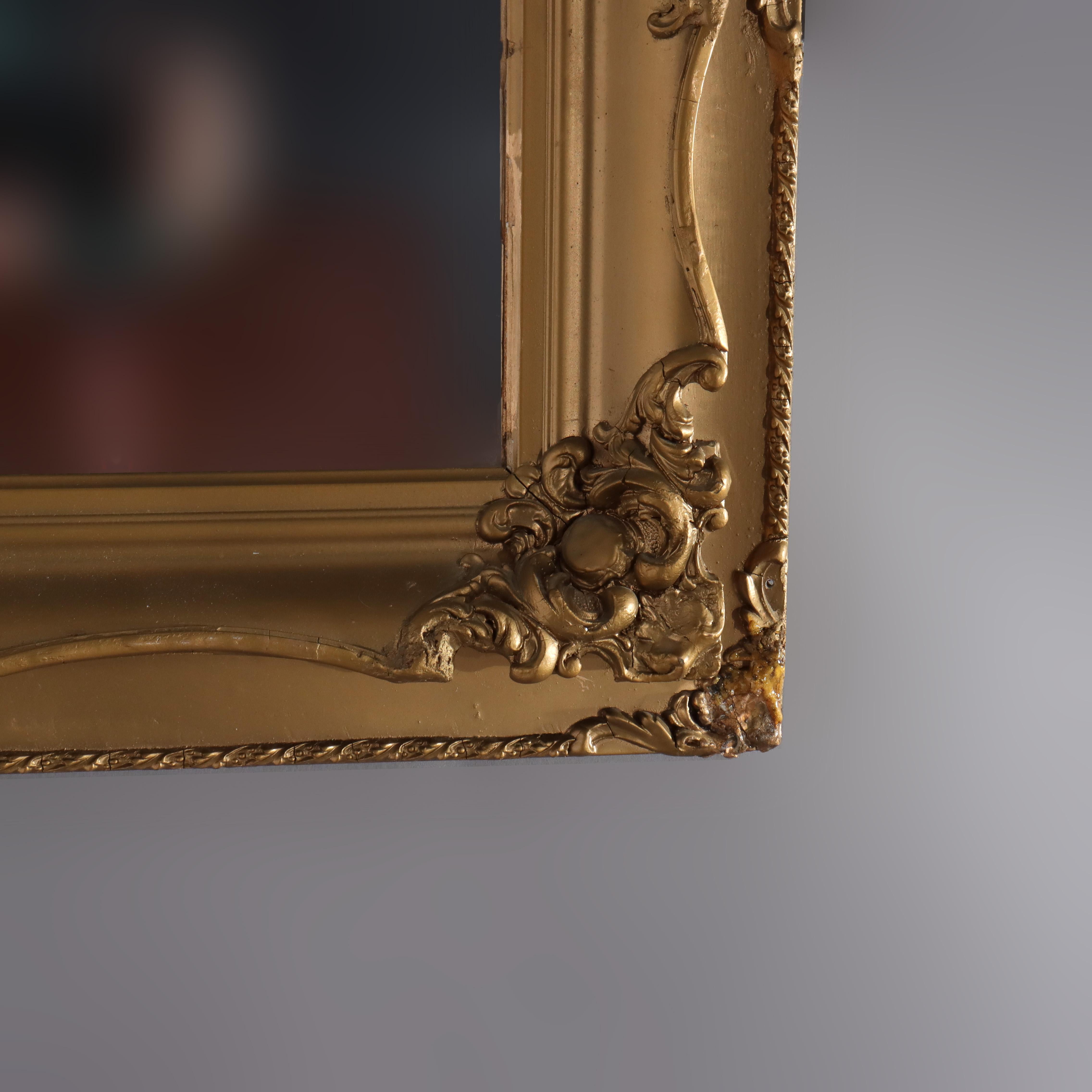 Miroir Antique Mirror Victorien dans un cadre en Wood Wood sculpté et doré C1890 en vente