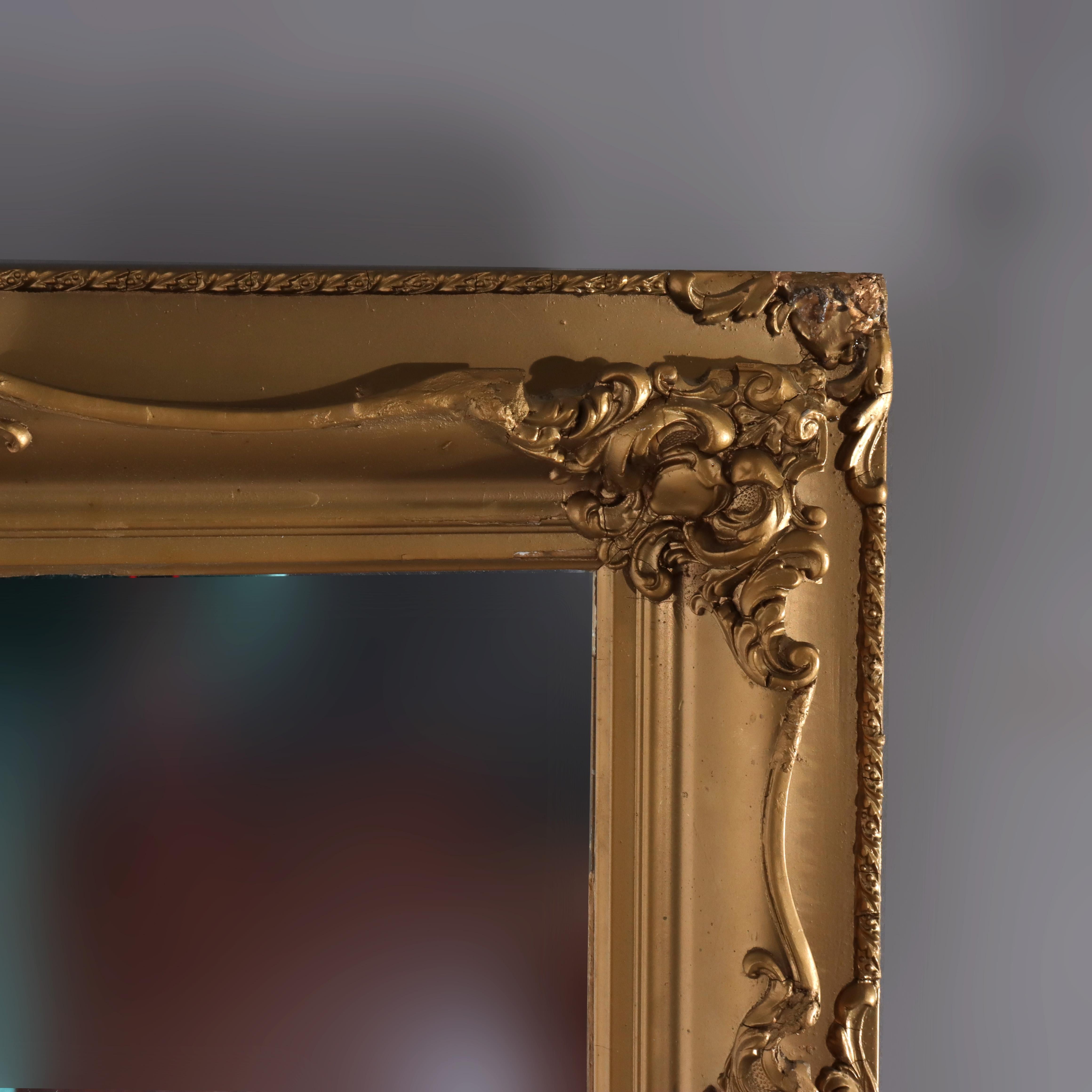 Antique Mirror Victorien dans un cadre en Wood Wood sculpté et doré C1890 en vente 1