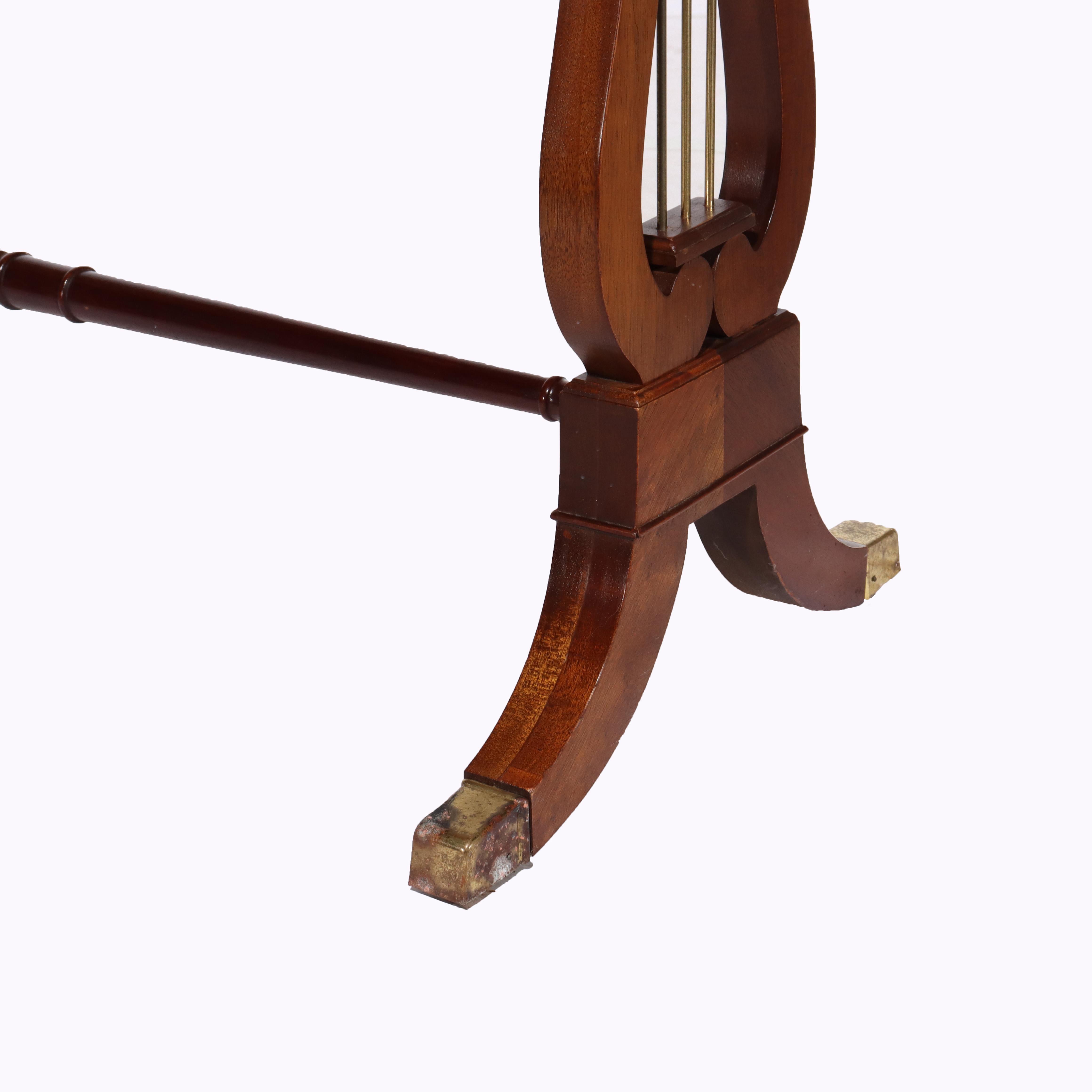 Vintage Baker Sheraton Style Mahogany Cross Band 2-Drawer Drop Leaf Server In Good Condition For Sale In Big Flats, NY