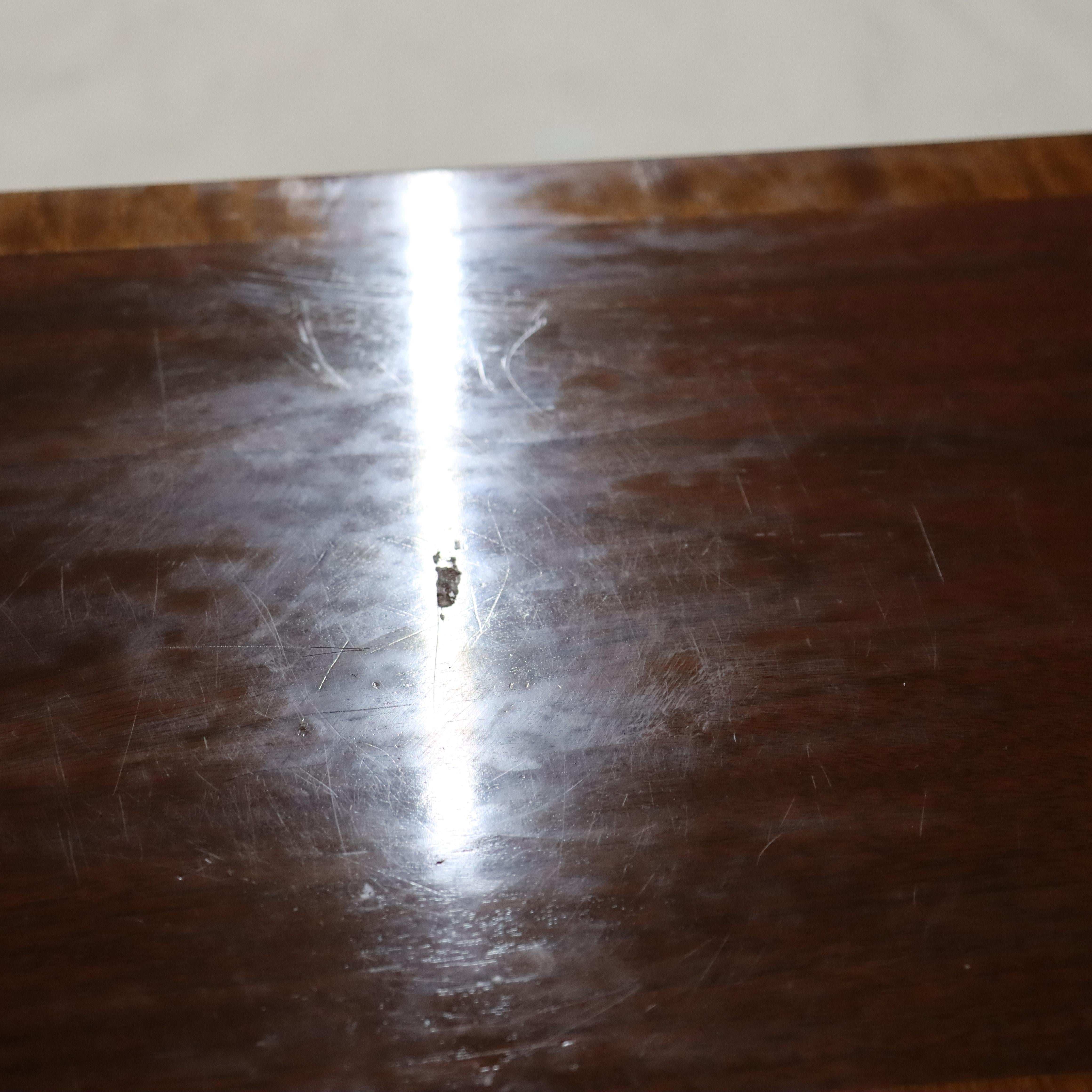 Vintage Baker Sheraton Style Mahogany Cross Band 2-Drawer Drop Leaf Server For Sale 10