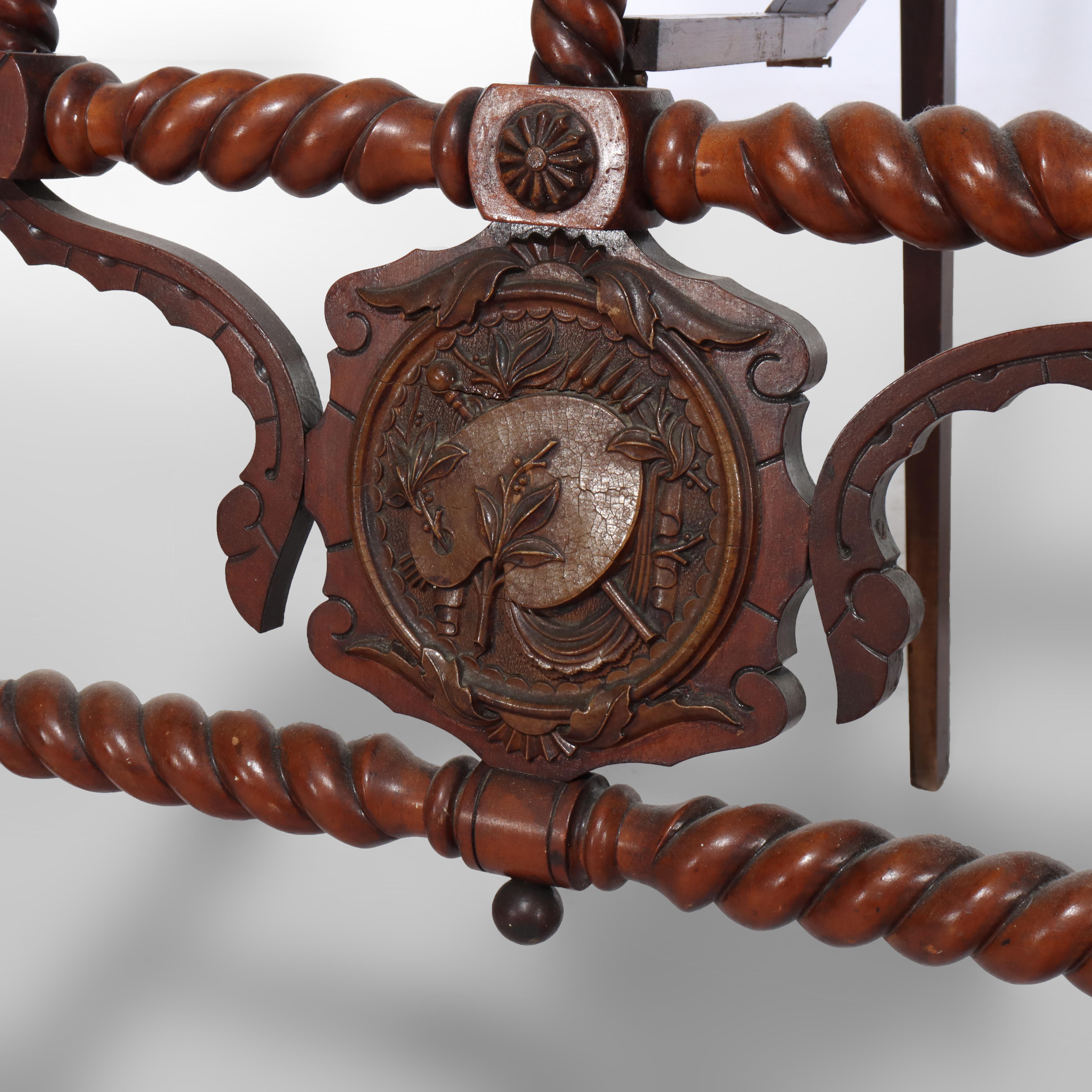 XIXe siècle Monumental chevalet d'artiste ancien en acajou sculpté avec pieds à griffes en vente