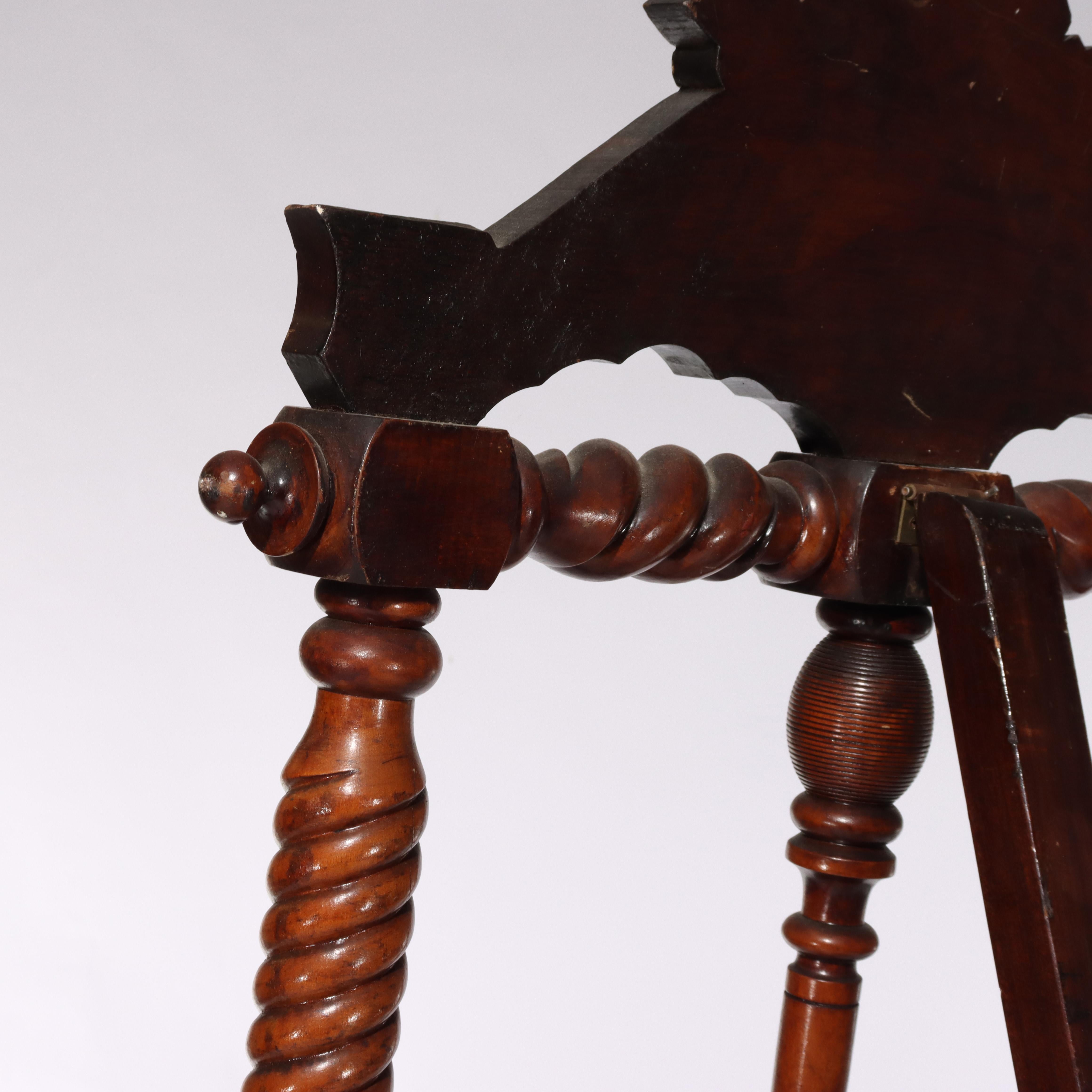 Monumental chevalet d'artiste ancien en acajou sculpté avec pieds à griffes en vente 11