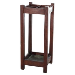Antique Stickley School Arts & Crafts Mission Oak Umbrella Stand c1910