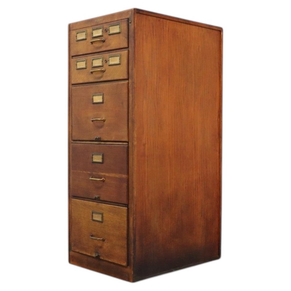 Antique Shaw Walker Oak 5-Drawer File Cabinet C1920