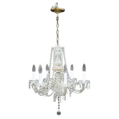 Vintage Crystal, Glass & Brass 6-Light Chandelier C1940