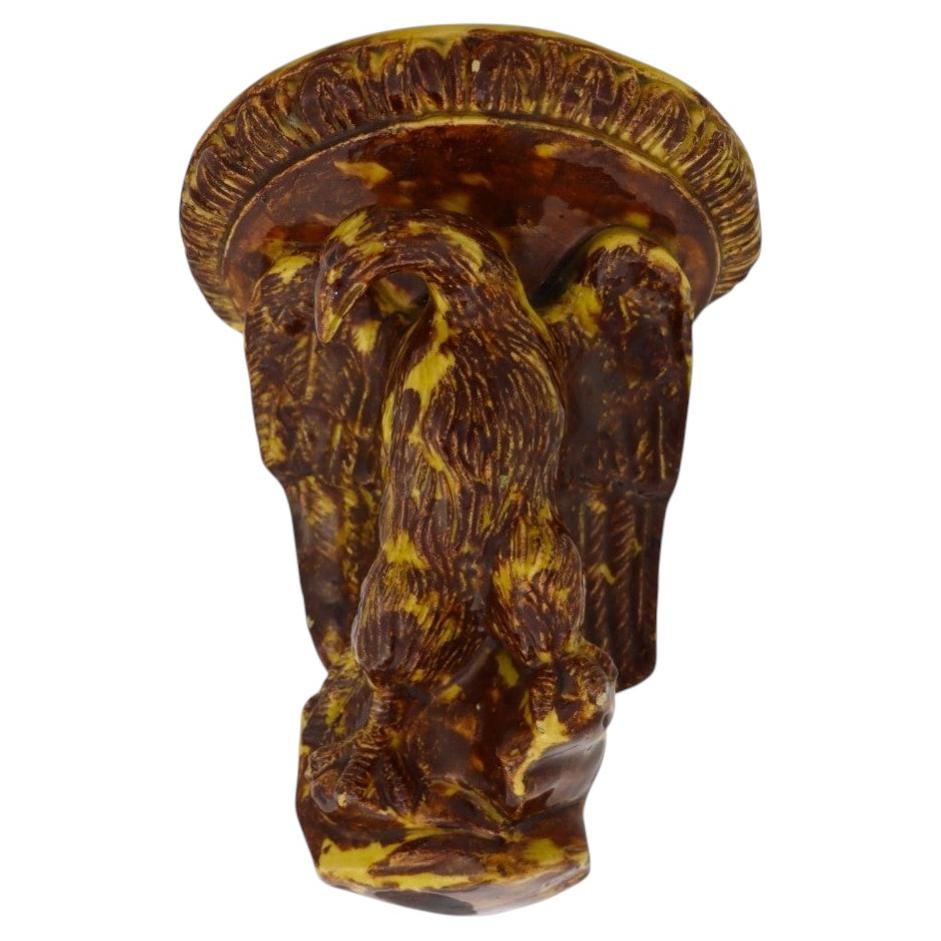 Rockingham attr Pottery Stoneware Figural Eagle Corner Wall Sconce 20thC