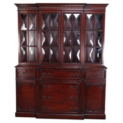 Mahogany Bubble Glass 4 Door Breakfront China Cabinet c1930