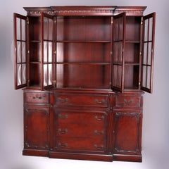 Mahogany Bubble Glass 4 Door Breakfront China Cabinet c1930
