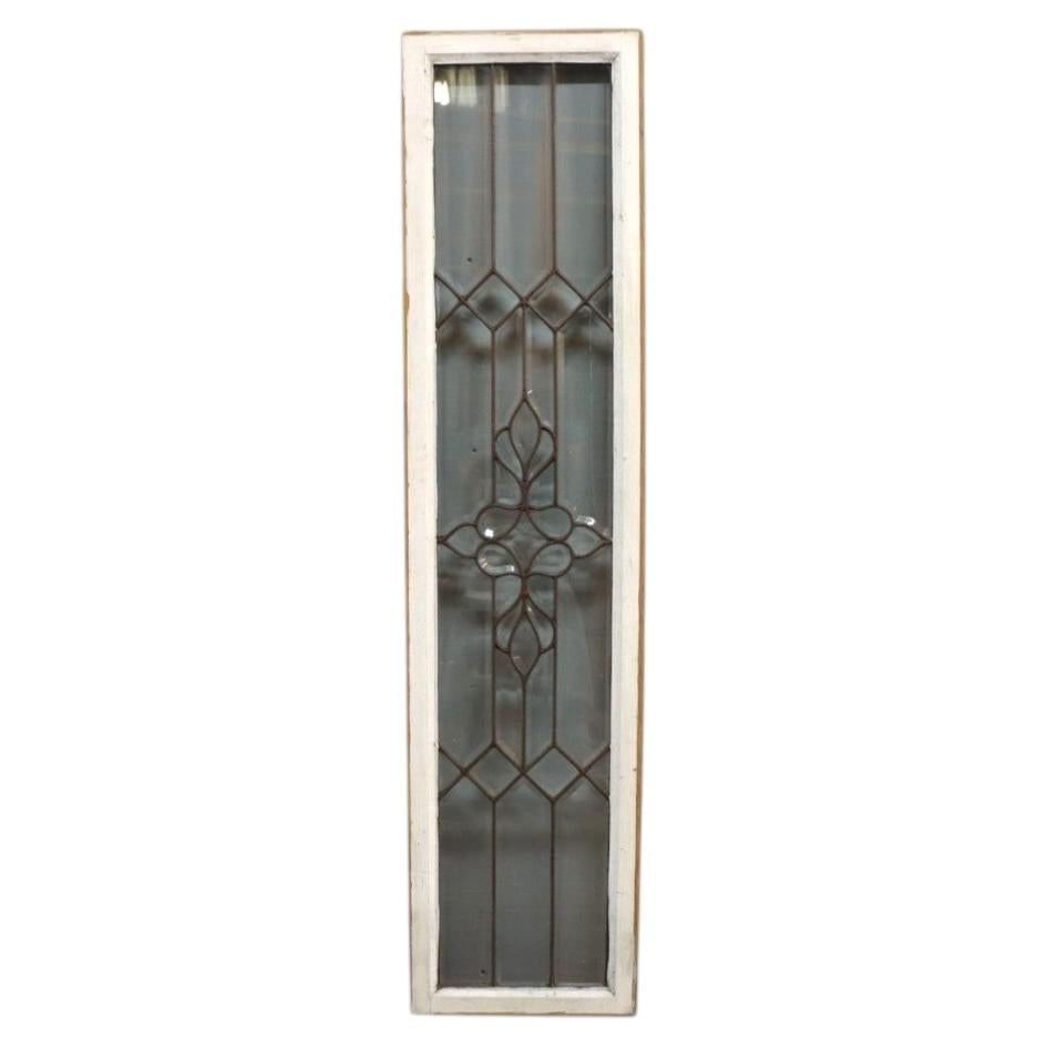 Architectural Beveled Leaded Glass Window With Floral Pattern Early 20thC For Sale