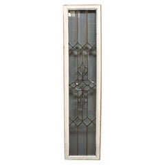 Architectural Beveled Leaded Glass Window With Floral Pattern Early 20thC