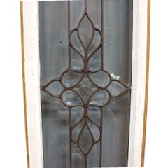 Architectural Beveled Leaded Glass Window With Floral Pattern Early 20thC