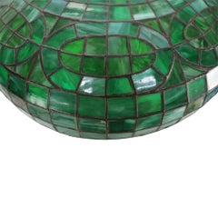 Tiffany Style Classic Arts & Crafts Green Leaded Stained Glass Table Lamp c1920