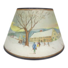 Antique Pairpoint Reverse Painted Table Lamp With Metal Chipped Ice Base c1920