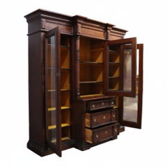 Oversized Victorian Walnut & Burl Triple Door Secretary Desk/Bookcase c1880