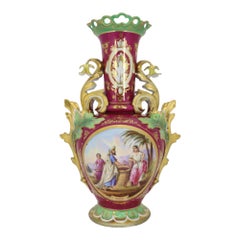 Old Paris Porcelain Scenic Vases - Crowning of Esther & Marriage of Isaac, C1890
