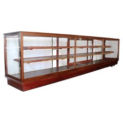 15-Foot Mahogany & Glass Country Store Display Cabinet C1920