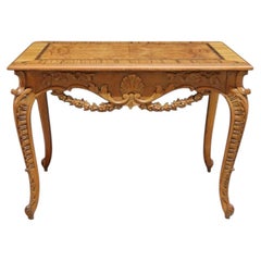 Floral & Scallop Carved Walnut & Burl Cabriole Legged Low Table C1930