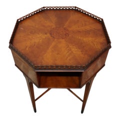 Royal Furniture Robert W. Irwin Flame Mahogany Banded Octogonal Book Stand C1920