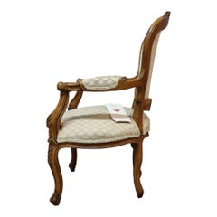 Vintage French Rococo Style Carved Walnut Fauteuil Chair C1950