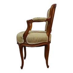 Louis XV Style Walnut & Tapestry Fauteuil Chair With Cabriole Legs C1900
