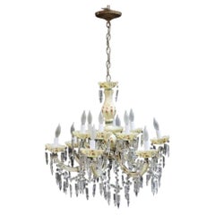 Capodimonte Style Crystal & Hand Painted Porcelain & Glass 12-Light Chandelier