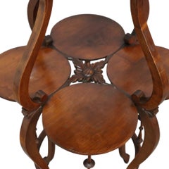 RJ Horner Carved Mahogany Cloverleaf Plant Stand C1920