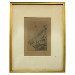 Grabado sobre papel de Anders Zorn que representa a una mujer desnuda de pie, titulado «Edo», firmado en 1907