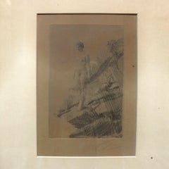 Grabado sobre papel de Anders Zorn que representa a una mujer desnuda de pie, titulado «Edo», firmado en 1907
