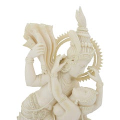 Indian Carved Bone Hindu Deities Radha & Krishna In A Lover’s Embrace C1920