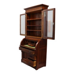 Victorian Walnut & Burl Roll Top Secretary Desk C1880