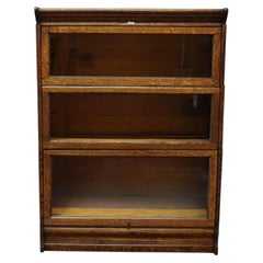Lundstrom Arts & Crafts Oak 3 Stack Barrister Bookcase C1930