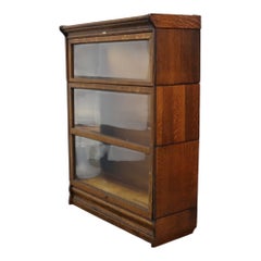 Lundstrom Arts & Crafts Oak 3 Stack Barrister Bookcase C1930