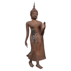 Thailändische Buddha-Gartenstatue aus Bronze im Sukhothai-Stil, um 1920