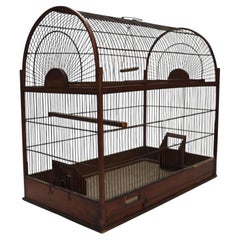 Antique English Wire & Wood Finch Bird Cage 19thC