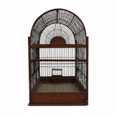 Antique English Wire & Wood Finch Bird Cage 19thC